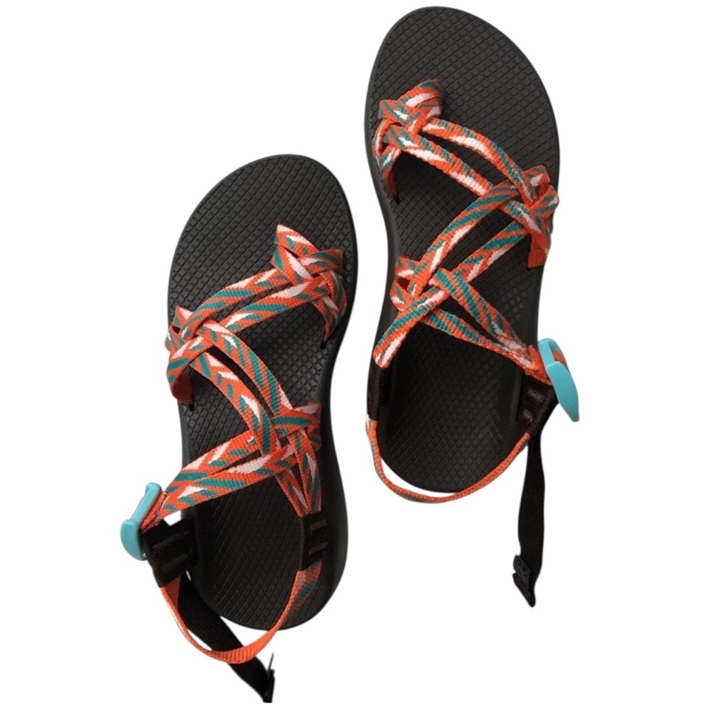 Chaco Women's Orange and Teal Patterned Sport Sandals